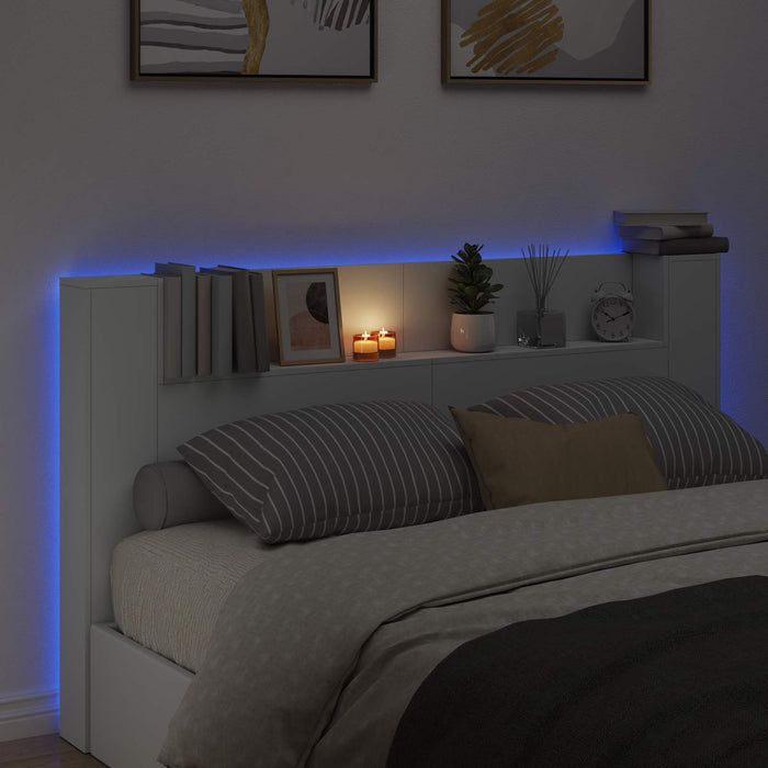 Cadran cu LED cu raft Alb 180 x 16,5 x 103,5 cm Lemn compozit - WALTI WALTI