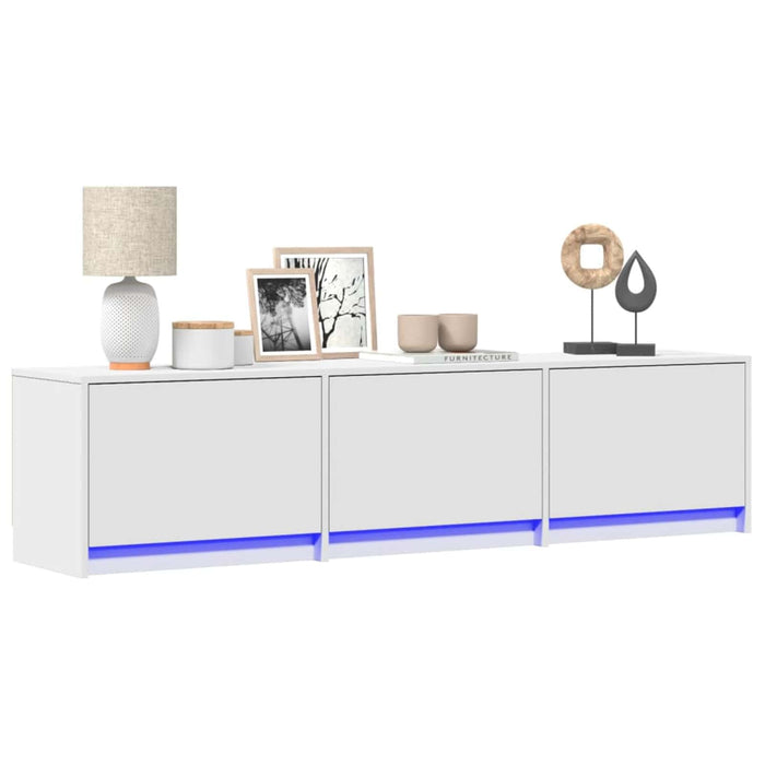 Cabinet TV cu led cu sertar Alb 165 x 34 x 40 cm Lemn compozit - WALTI WALTI