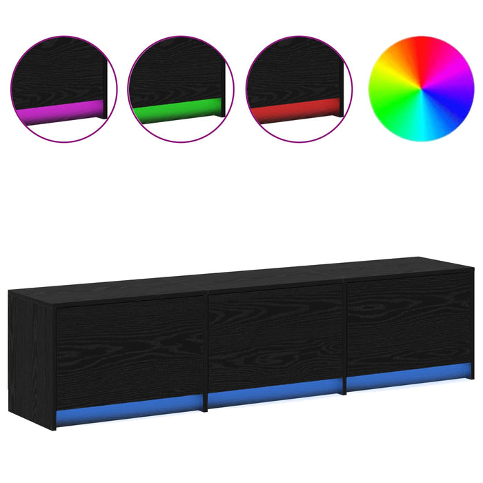 Cabinet TV cu led Stejar Negru 165 x 34 x 40 cm Lemn compozit - WALTI WALTI