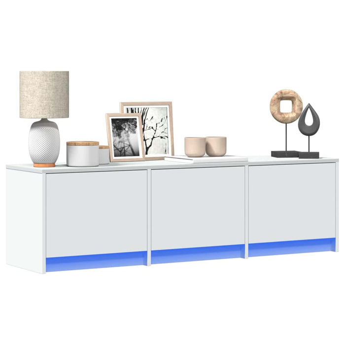 Cabinet TV cu led cu sertar Alb 140 x 34 x 40 cm Lemn compozit - WALTI WALTI