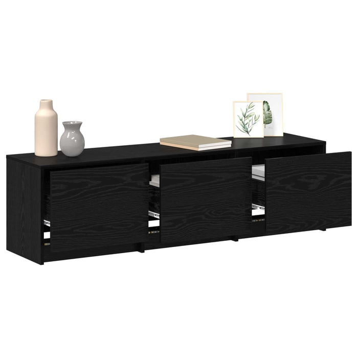 Cabinet TV cu led Stejar Negru 140 x 34 x 40 cm Lemn compozit - WALTI WALTI
