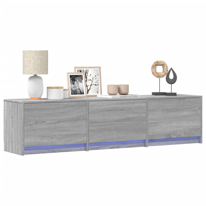 Cabinet TV cu led Gri Sonoma 165 x 34 x 40 cm Lemn compozit - WALTI WALTI