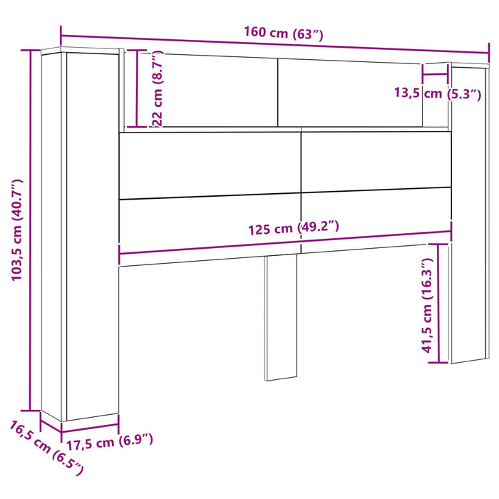 Cadran cu LED Stejar Negru 160 x 16,5 x 103,5 cm Lemn compozit - WALTI WALTI