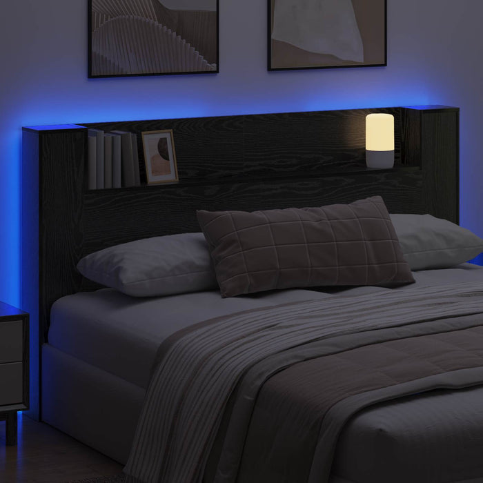 Cadran cu LED Stejar Negru 180 x 16,5 x 103,5 cm Lemn compozit - WALTI WALTI