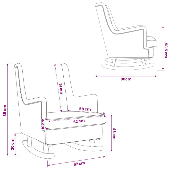 Scaun balansoar Negru 62 x 80 x 85 cm țesătură - WALTI WALTI
