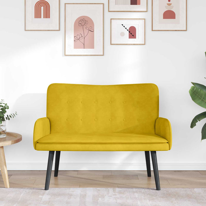 Canapea cu două locuri Galben 115 x 61 x 87 cm Catifea - WALTI WALTI