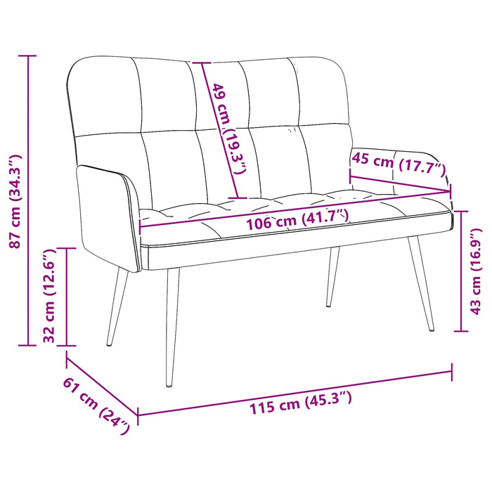 Canapea cu două locuri Roz 115 x 61 x 87 cm țesătură - WALTI WALTI