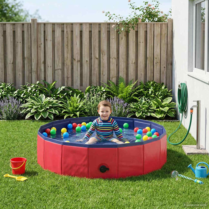 Piscină pliabilă pentru câini Roșu 80 x 80 x 20 cm PVC - WALTI WALTI