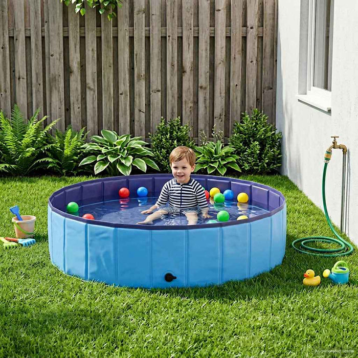 Piscină pliabilă pentru câini albastru 120 x 120 x 30 cm PVC - WALTI WALTI