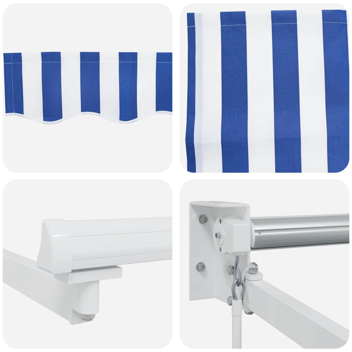 Copertină retractabilă manuală Albastru și Alb 3 x 2 m - WALTI WALTI