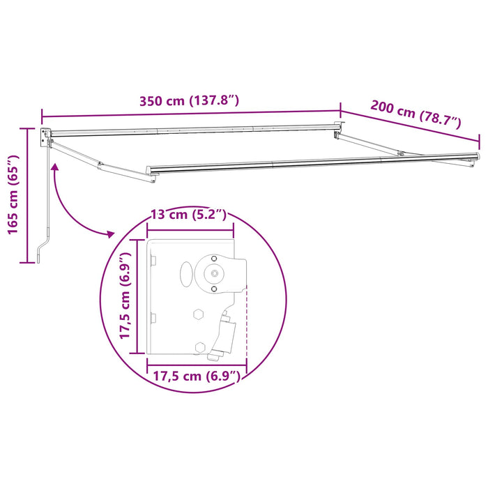 Copertină retractabilă manuală Bej 3,5 x 2 m - WALTI WALTI