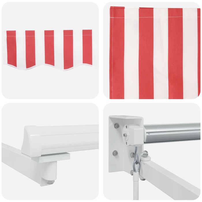 Copertină retractabilă Roșu și Alb 4 x 2 m WALTI
