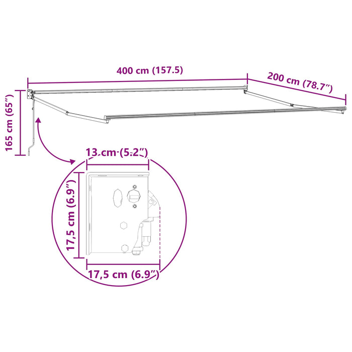 Cort electric retractabil Antracit și Alb 4 x 2 m - WALTI WALTI