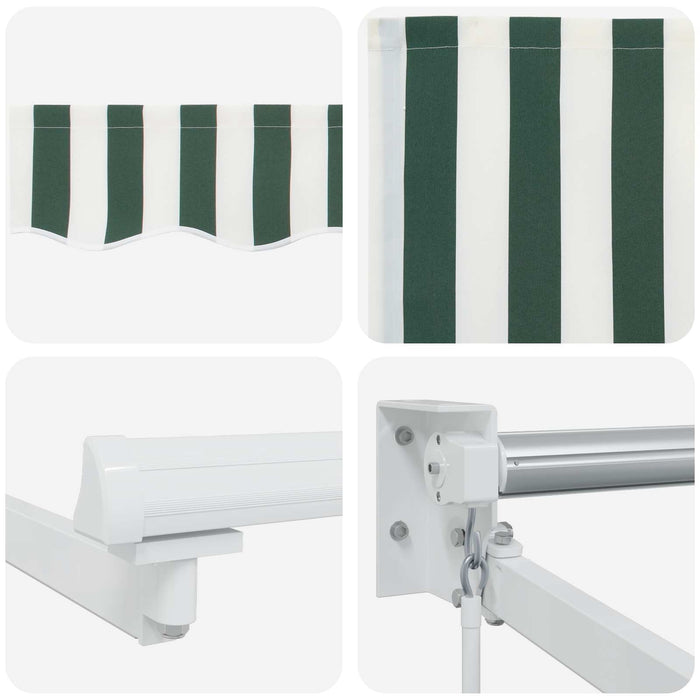 Marchiză retractabilă manuală cu led-uri Verde și alb 4,5 × 3 m - WALTI WALTI