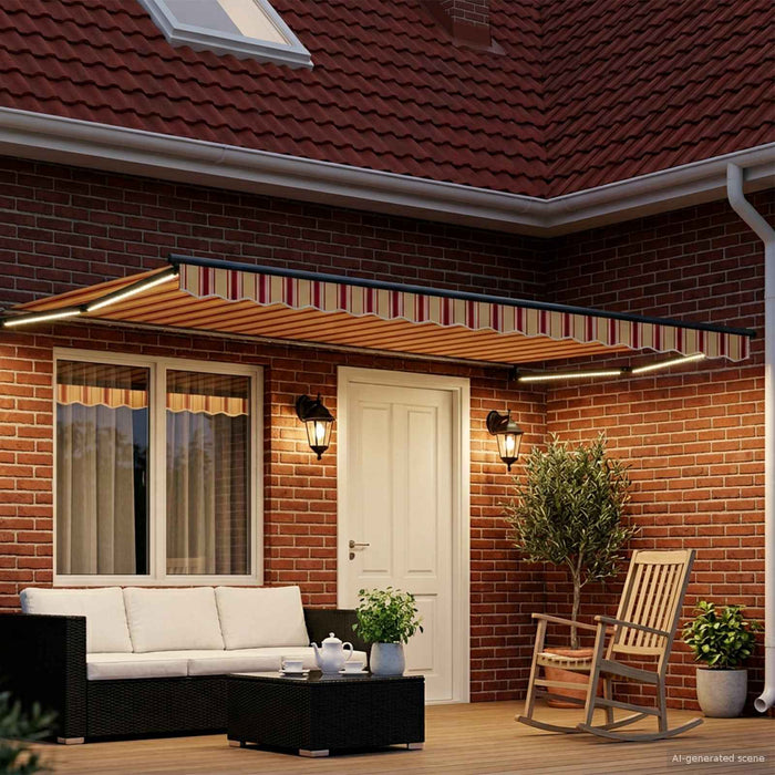 Marchiză retractabilă manuală cu led-uri Multicolour 4 x 2 m WALTI