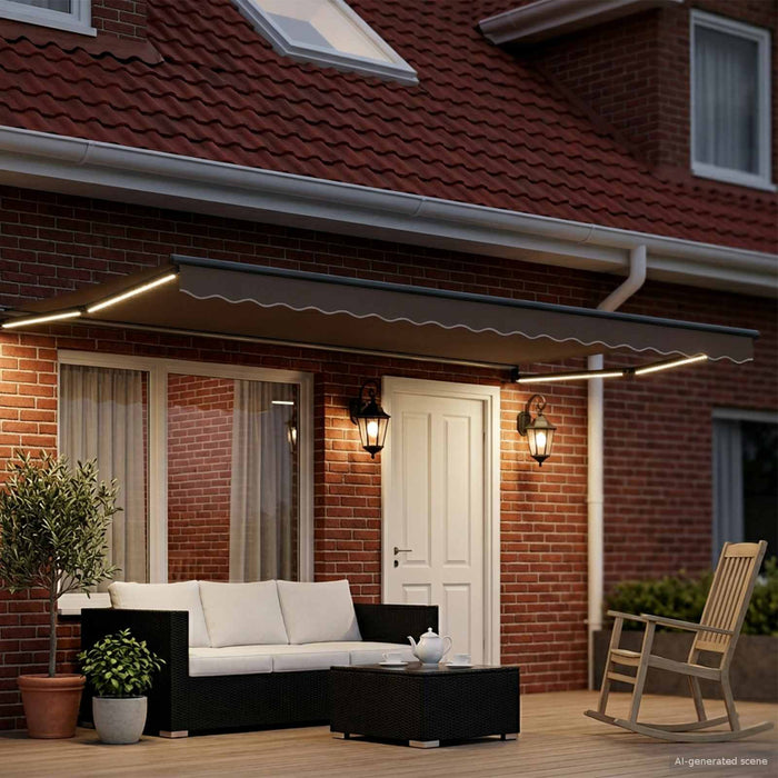 Marchiză retractabilă manuală cu led-uri 4,5 × 3 m WALTI