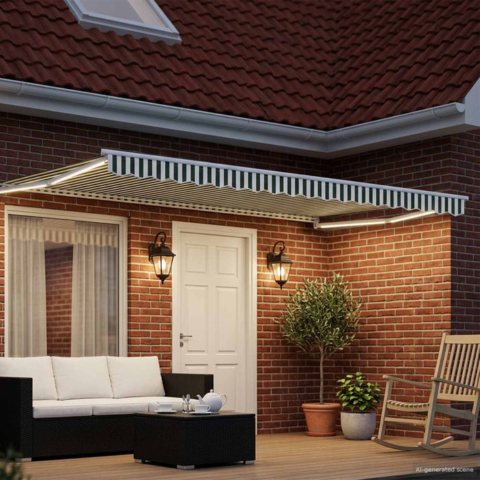 Cort electric retractabil Verde și alb 4 x 2 m WALTI