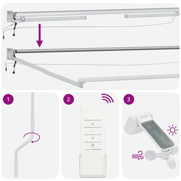 Cort electric retractabil Albastru și Alb 3,5 x 2,5 m - WALTI WALTI