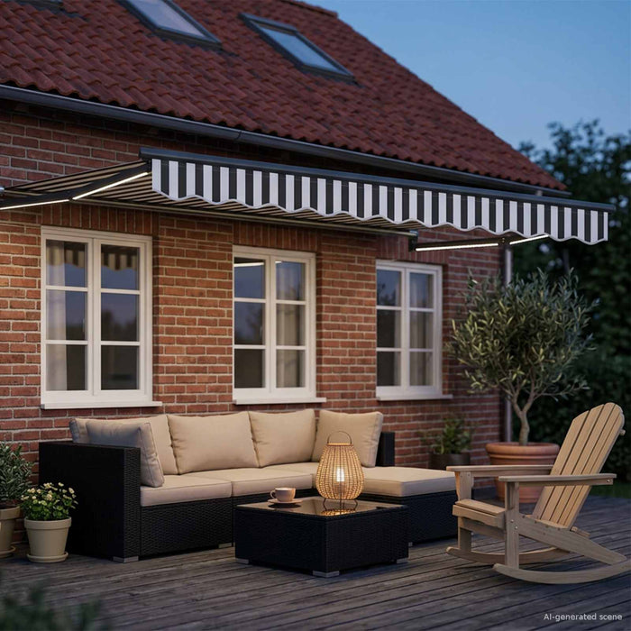 Cort electric retractabil Antracit și Alb 3,5 x 2 m - WALTI WALTI