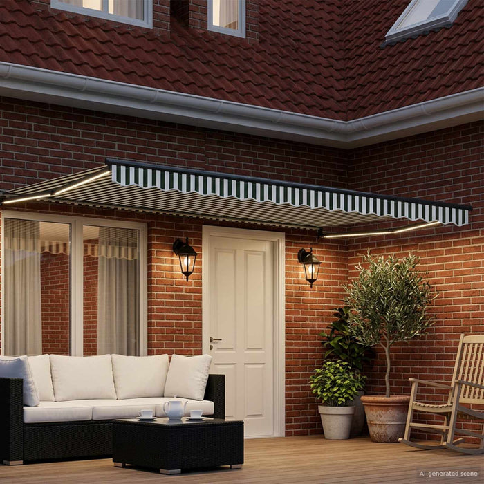 Cort electric retractabil Verde și alb 4 x 2 m WALTI