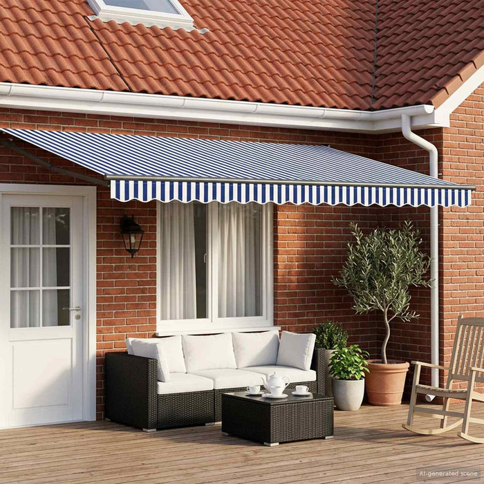 Cort electric retractabil Albastru, Alb, Antracit 4 × 3 m - WALTI WALTI