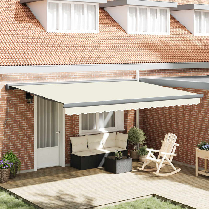 Cortina Retractabilă Crem și Gri 400 × 300 cm Pânză și Aluminiu - WALTI WALTI