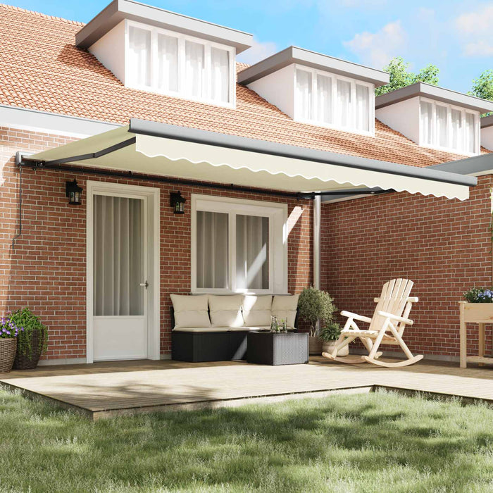 Cortina Retractabilă Crem și Gri 400 × 300 cm Pânză și Aluminiu - WALTI WALTI