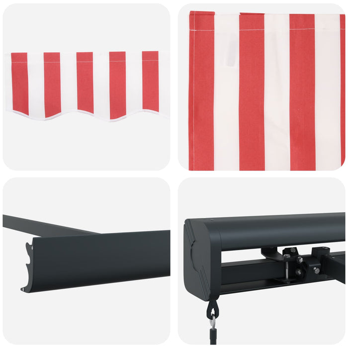 Cortina Retractabilă Roșu și Alb 400 × 300 cm Pânză și Aluminiu - WALTI WALTI