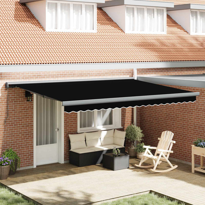 Cortina Retractabilă Negru 4 × 3 m Pânză și Aluminiu - WALTI WALTI