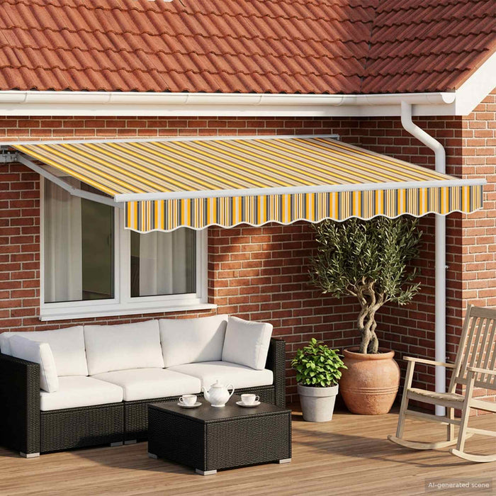Copertină retractabilă manuală Galben, Gri și Alb 3,5 x 2,5 m WALTI