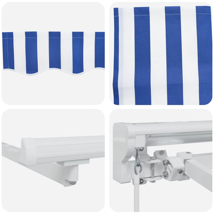 Copertină retractabilă manuală Albastru și Alb 4,5 × 3,5 m - WALTI WALTI