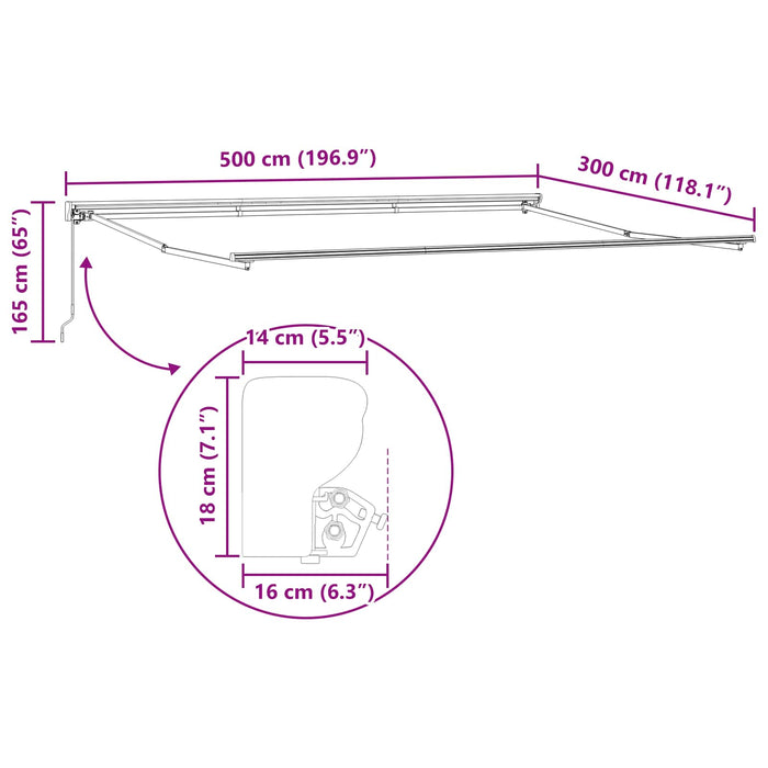 Copertină retractabilă manuală Alb 5 x 3 m - WALTI WALTI