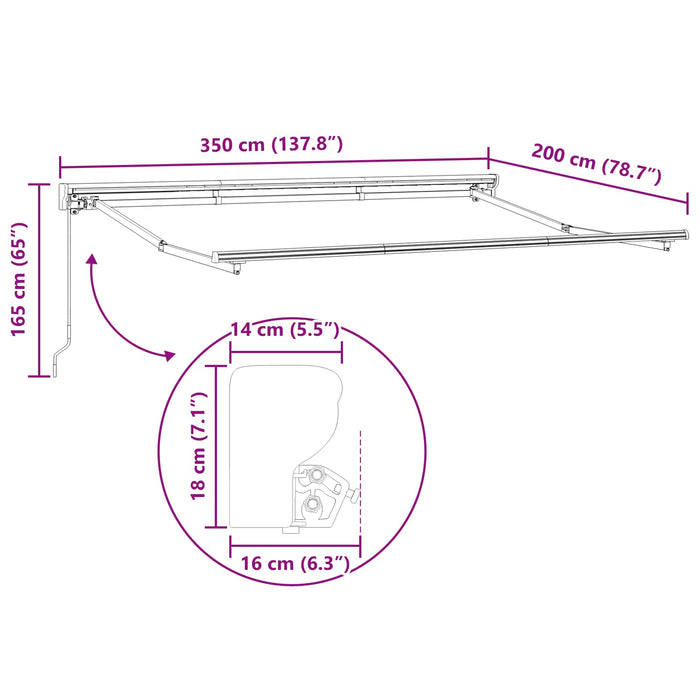 Copertină retractabilă manuală Bej 3,5 x 2 m - WALTI WALTI