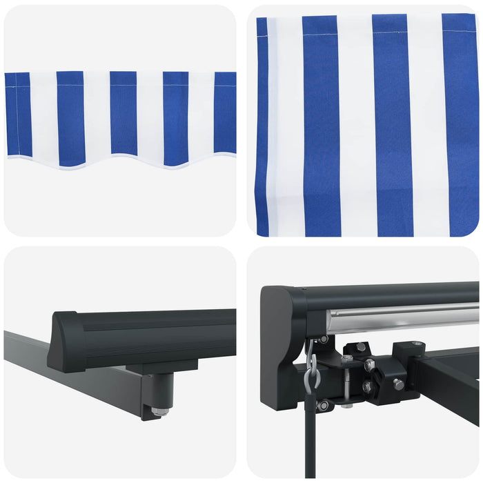 Copertină retractabilă manuală Albastru și Alb 4 x 2 m - WALTI WALTI