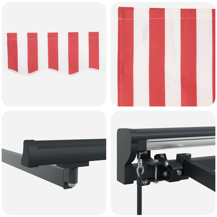 Copertină retractabilă manuală Roșu și Alb 4 × 3,5 m - WALTI WALTI
