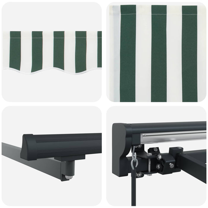 Copertină retractabilă manuală Verde și alb 4,5 × 3,5 m - WALTI WALTI