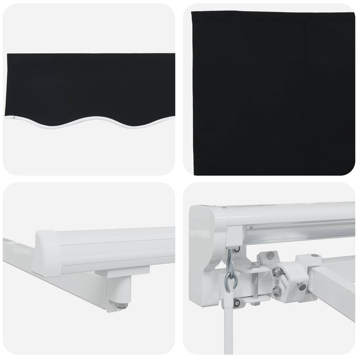 Cadru manual de marchiză cu LED-uri Negru 3 x 2,5 m - WALTI WALTI
