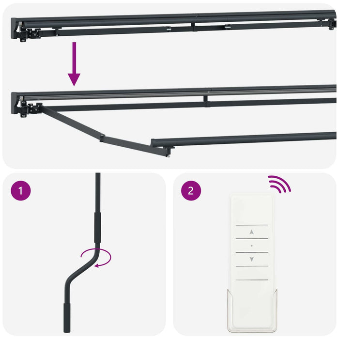 Cort electric retractabil Antracit și Alb 2,5 x 2 m - WALTI WALTI