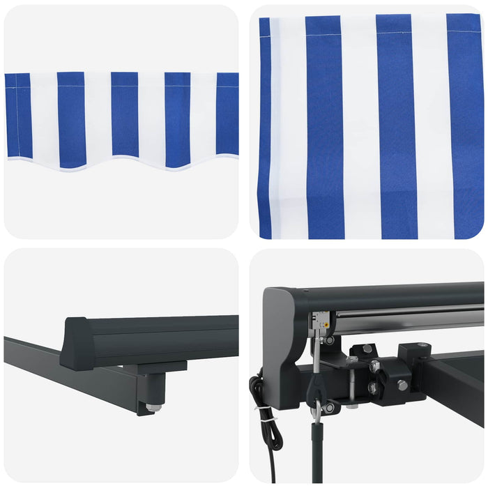 Cort electric retractabil Albastru și Alb 4 × 3,5 m - WALTI WALTI