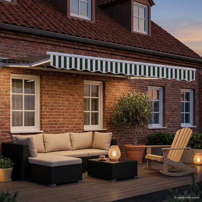 Cort electric retractabil Verde și alb 2,5 x 2 m WALTI