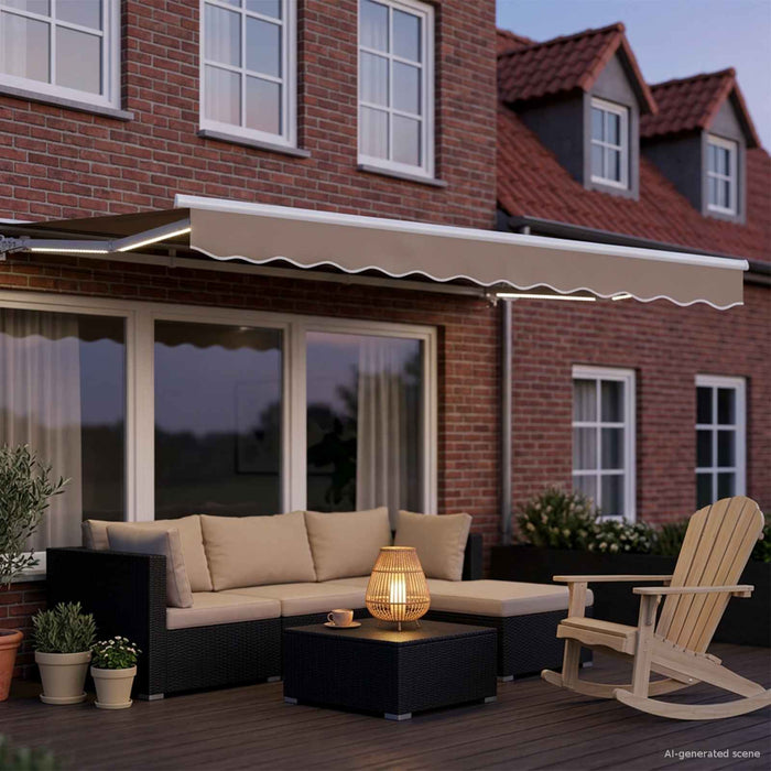 Cort electric retractabil Bej și Alb 3,5 x 2 m - WALTI WALTI