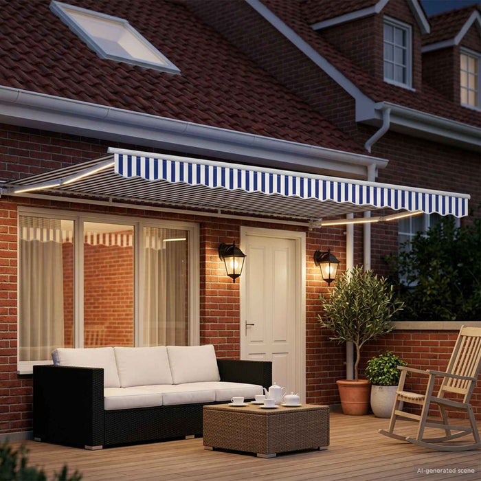 Cort electric retractabil Albastru și Alb 4,5 × 3,5 m - WALTI WALTI