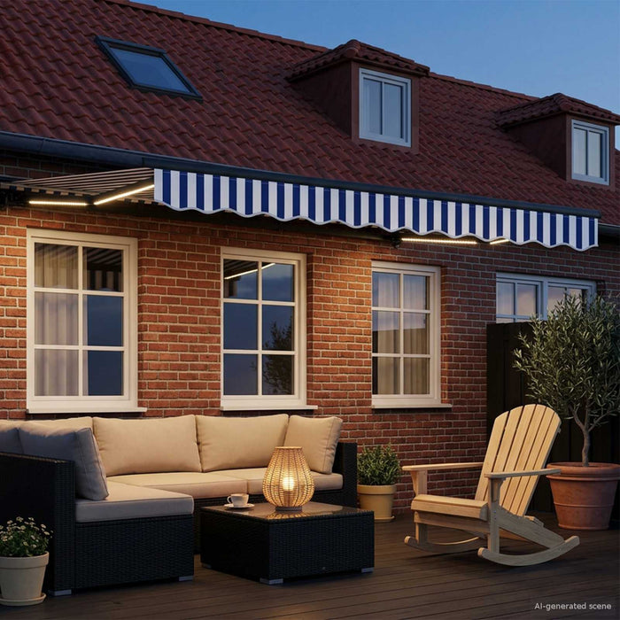 Cort electric retractabil Albastru, Alb, Antracit 3 x 2,5 m - WALTI WALTI