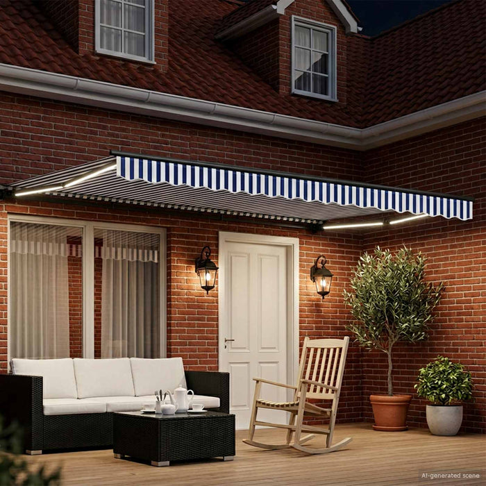 Cort electric retractabil Albastru, Alb, Antracit 4 × 3 m - WALTI WALTI