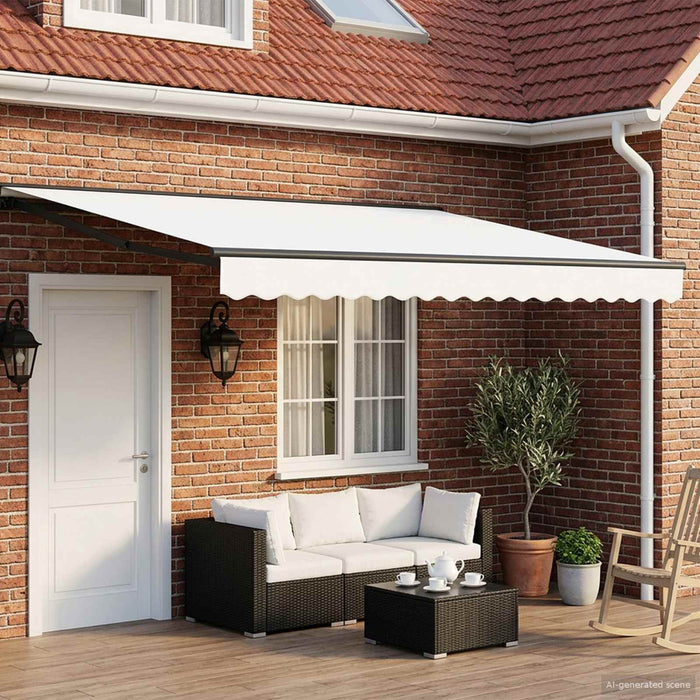Cort electric retractabil Alb 5 x 3 m Poliester cu acoperire PU - WALTI WALTI