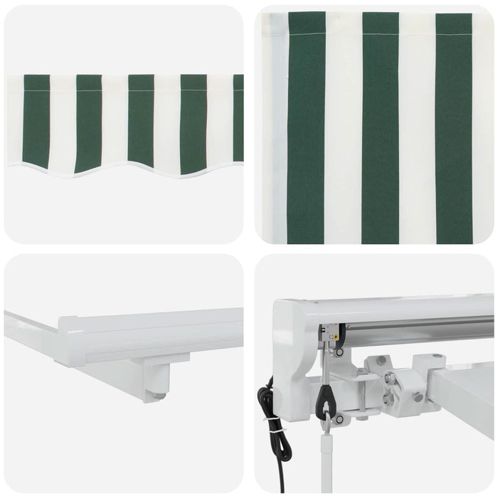 Cort electric retractabil Verde și alb 4 × 3,5 m - WALTI WALTI
