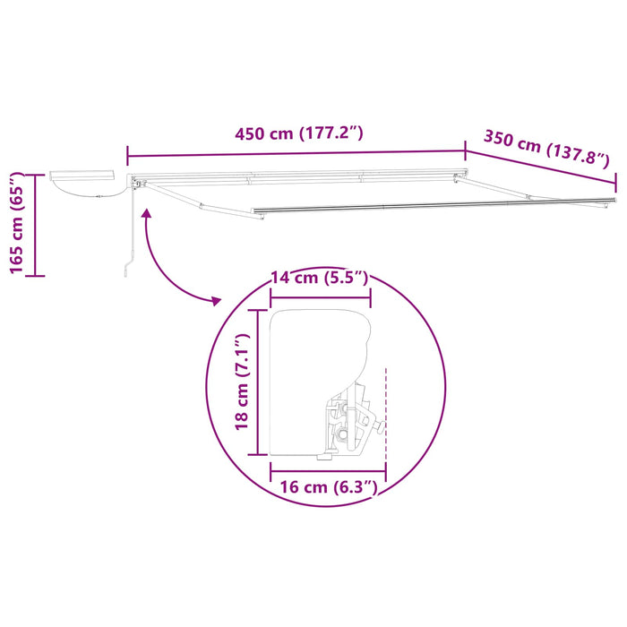 Cort electric retractabil Antracit 4,5 × 3,5 m - WALTI WALTI
