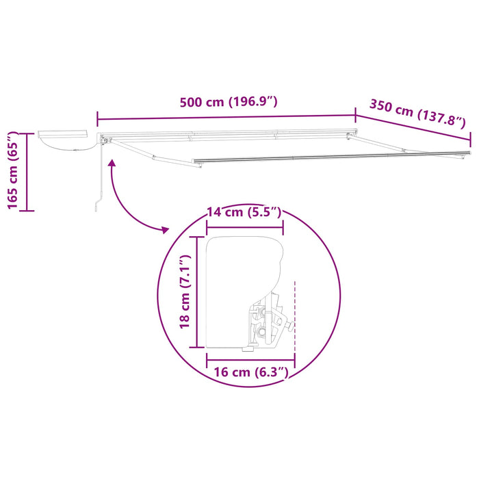 Cort electric retractabil Galben și portocalie 5 × 3,5 m - WALTI WALTI