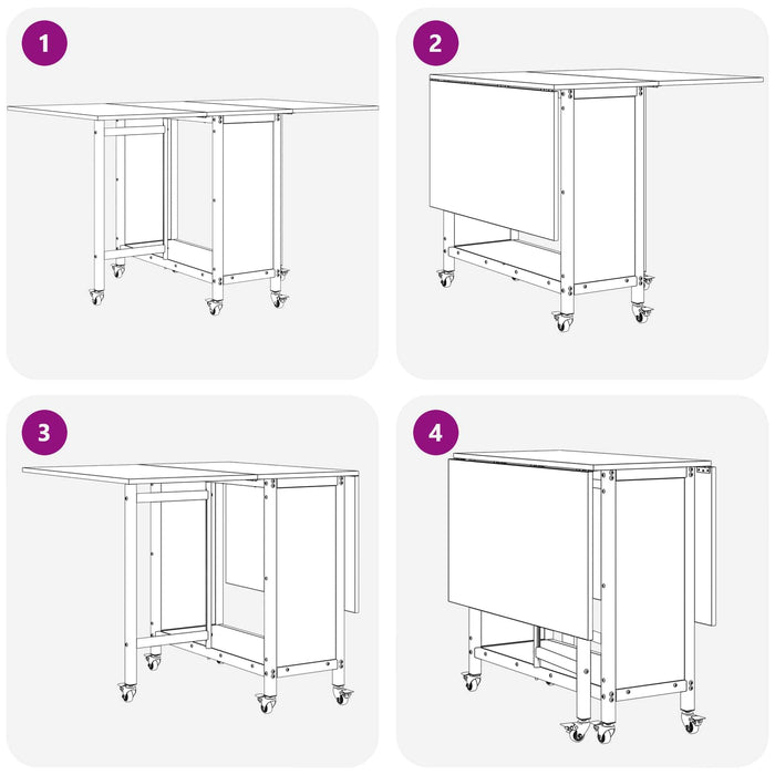 Masă de dining pliabilă cu rotițe 130 x 80 x 76,5 cm otel PB - WALTI WALTI