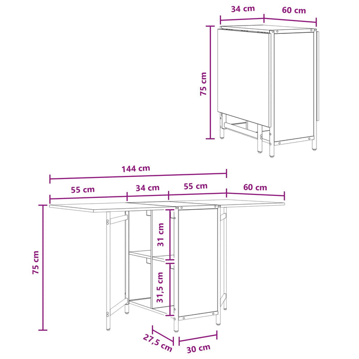 Masă de dining 144 x 60 x 75 cm Lemn prelucrat Sonoma gri - WALTI WALTI